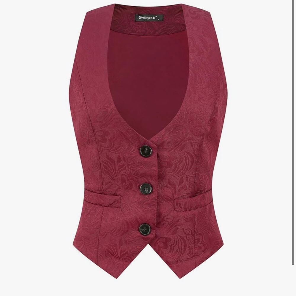Allegra K Women's Burgundy Vest